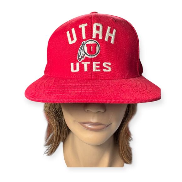Utah Utes NCAA Adjustable Snapback Hat Red Flat Bill Hat Retro - Picture 2 of 4